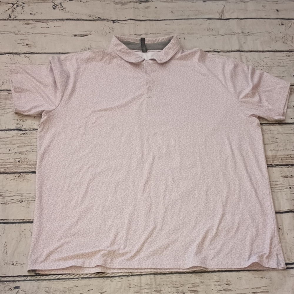 Anderson Ord Pink Gray Floral Print Polo Shirt XXL